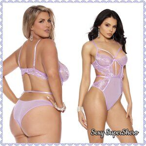 🆕💜Orchid Bloom Lace & Mesh Underwire Lingerie Teddy